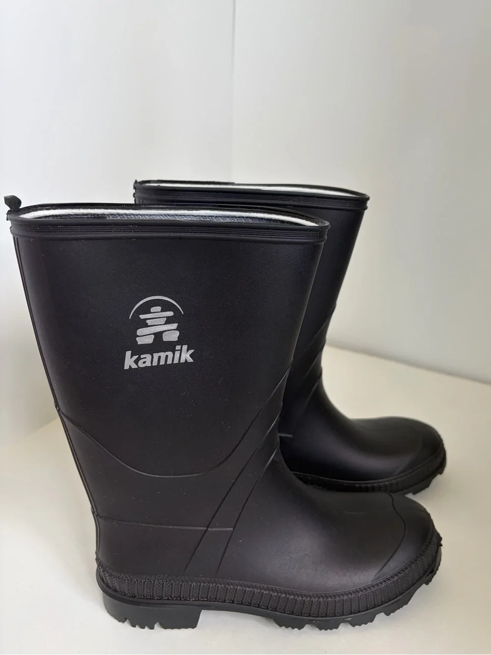 Kamik Black Waterproof Rubber Rain Boots Kids Size 4